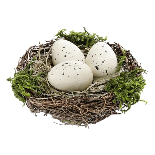 Ostereier Osterdeko Deko-Vogelnest Deko-Eier Deko Nest mit Eiern 10 cm Ø weiß von Deco Woerner