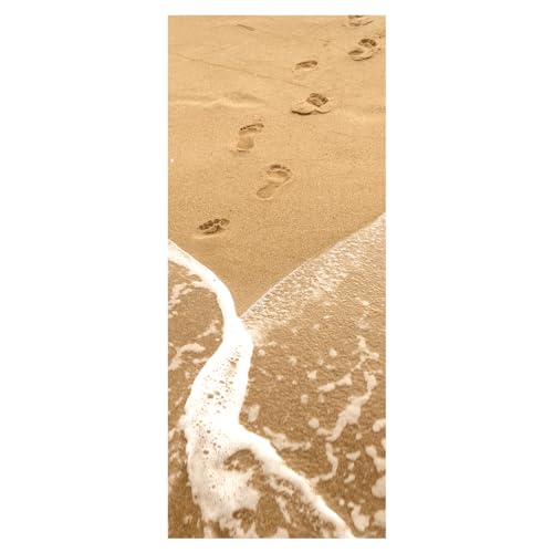 Textilbanner Dekobanner Stoffbanner Stoffposter Fußspuren im Sand Meer 75 x 180 cm von Deco Woerner