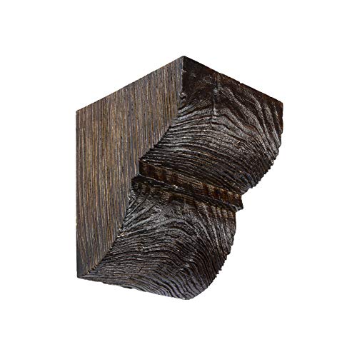 Konsole in dunkler Holzoptik aus PU Polyurethane Holzimitat innen außen Imitat schwarz hart rustikal umweltfreundlich (ED016D 120x120mm - 1 Stück) von Deco Wood