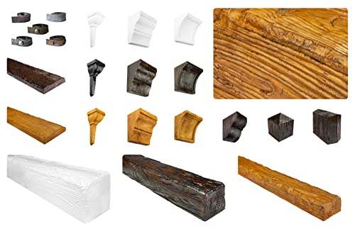 DECO WOOD Dekobrett rustikal aus Polyurethane, 2m Länge, PU Brett Holzoptik (hellbraun - 120x35mm) Dekorbrett Holzstruktur Design von Deco Wood