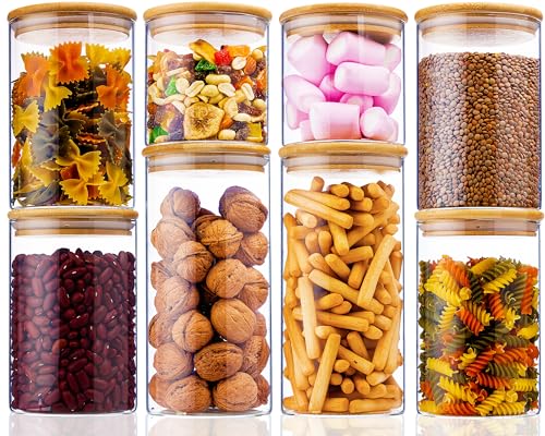 Deco haus® Vorratsgläser mit Deckel luftdicht + Etiketten [8er KOMBI SET] - Für Müsli, Cornflakes, Mehl & co. - Vorratsdosen Glas mit Deckel Aufbewahrungsglas - Aufbewahrungsbox Küche Vorratsglas von Deco haus