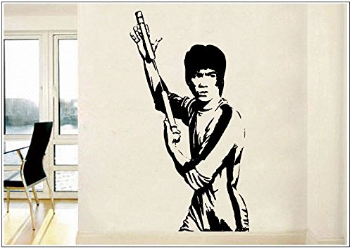 Deco-idea Wandtattoo wandaufkleber wandsticker Photo Porträt Bruce Lee Kongfu Drache wph036(010 Weiss, set1:ca. 30 x 55 cm) von Deco-idea