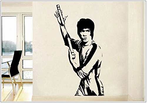 Deco-idea Wandtattoo wandaufkleber wandsticker Photo Porträt Bruce Lee Kongfu Drache wph036(021 gelb, set1:ca. 30 x 55 cm) von Deco-idea