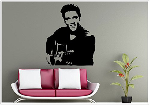 Deco-idea Wandtattoo wandaufkleber wandsticker Photo Porträt Gitarre Guitar Elvis wph027(030 dunkelrot, set4:ca. 75 x 93cm (Hoch)) von Deco-idea