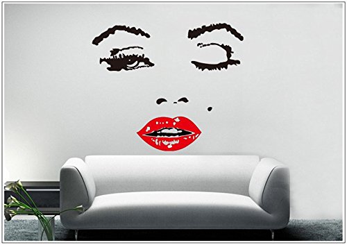 Deco-idea Wandtattoo wandaufkleber wandsticker Photo Porträt Marilyn Monroe wph006(070 schwarz, set1:ca. 30 x 35 cm) von Deco-idea