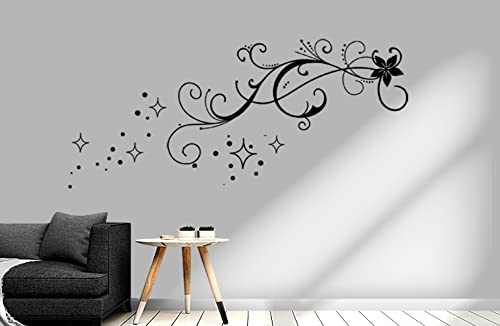 Wandtattoo Wandaufkleber Wohnzimmer Schlafzimmer Flur Studio Blumenranke 30 Farben zur Wahl Wpf41 (Größe2: ca.100x40cm, 010 Weiss) von Deco-idea