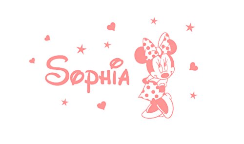 Der Name und der Minnie Mouse des personalisierten Aufklebers des Wandaufklebers. Wandaufkleber mit dem Namen eines Kindes und Mickey Mouse. von Deco-online