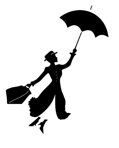 Mary Poppins mit Regenschirm Wandtattoo Wohnzimmer Zuhause Moderne Aufkleber Dekoration Dekor Stilvoll Abziehbilder Kunst von Deco-online