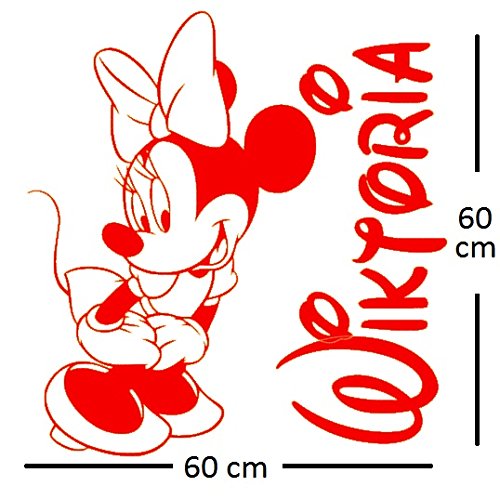 Minnie Maus Aufkleber Wandtattoo. Der Name und der Mickey Mouse des personalisierten Aufklebers des Wandaufklebers. Wandaufkleber mit dem Namen eines Kindes und Mickey Mouse. von Deco-online