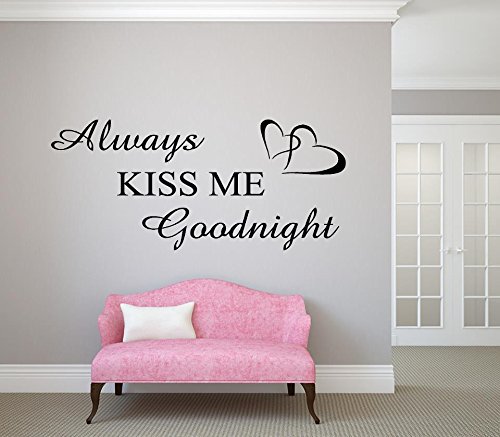 Romantische Zitate Wandtattoo Always Kiss Me Goodnight Gib mir immer einen gute Nacht Kuss Mauer Aufkleber Leben Zimmer Entfernbar PVC Tapete Zuhause Dekor Applikationen Papiere Wandgemälde von Deco-online