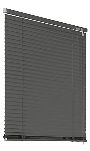 Deco4Me Alu Jalousie mit Bohren für Wand- & Deckenmontage (Grau, 130 x 130 cm) - Fenster Rollo mit Aluminium-Lamellen 25 mm breit - Venetian Blinds, Jalousetten, Lamellenjalousie, Lamellenrollo von Deco4Me