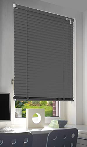 Deco4Me Alu Jalousie mit Bohren für Wand- & Deckenmontage (Grau, 120 x 130 cm) - Fenster Rollo mit Aluminium-Lamellen 25 mm breit - Venetian Blinds, Jalousetten, Lamellenjalousie, Lamellenrollo von Deco4Me