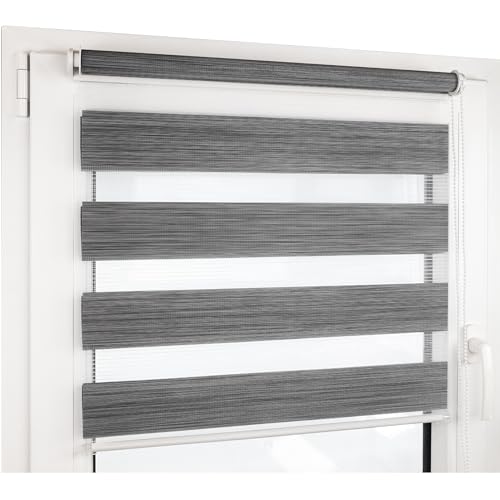 Deco4Me Doppelrollo Klemmfix ohne Bohren - 120 x 160 cm, Anthrazit meliert - lichtdurchlässig & Blickdicht - Duo Rollo für Fenster innen, Klemmrollo - Stoffbreite 116 cm von Deco4Me