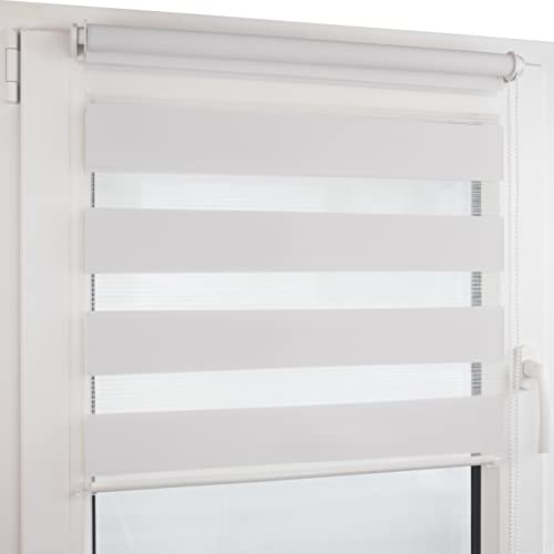 Deco4Me Doppelrollo Klemmfix ohne Bohren (130 x 200 cm, Weiß) - Duo Rollo lichtdurchlässig - blickdichte Rollos für Fenster ohne Bohren - Klemmrollo, Fensterrollo, Innenrollo (Stoffbreite 126 cm) von Deco4Me
