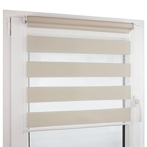 Deco4Me Doppelrollo Klemmfix ohne Bohren - 55 x 200 cm, Beige - lichtdurchlässige & blickdichte Jalousien zum Klemmen - Duo Rollo für Fenster innen, Klemmrollo - Stoffbreite 51 cm von Deco4Me