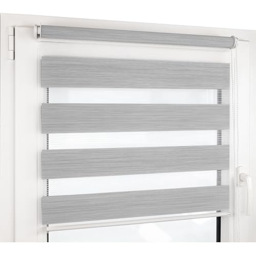 Deco4Me Doppelrollo Klemmfix ohne Bohren - 70 x 200 cm, Hellgrau meliert - lichtdurchlässig & Blickdicht - Duo Rollo für Fenster innen, Klemmrollo - Stoffbreite 66 cm von Deco4Me