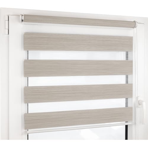Deco4Me Doppelrollo Klemmfix ohne Bohren - 90 x 200 cm, Beige meliert - lichtdurchlässig & Blickdicht - Duo Rollo für Fenster innen, Klemmrollo - Stoffbreite 86 cm Deco4Me Doppelrollo Klemmfix ohne Bohren - 90 x 200 cm, Beige meliert - lichtdurchlässig & Blickdicht - Duo Rollo für Fenster innen, Klemmrollo - Stoffbreite 86 cm von Deco4Me