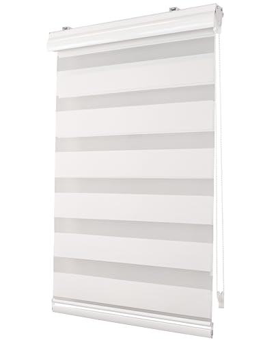 Deco4Me Premium Klemmfix Doppelrollo mit Kassette (Weiß, 100 x 150 cm) - lichtdurchlässig & Blickdicht - Duo Vario Rollo für Fenster ohne Bohren (Stoffbreite 96 cm) von Deco4Me