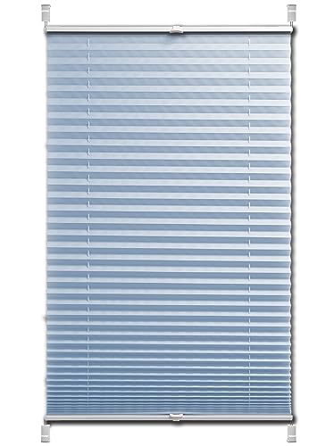 Deco4Me Plissee ohne Bohren (65 x 140 cm, Hellblau Crash) - Blickdicht, lichtdurchlässig, Keine Verdunkelung - Jalousien zum Klemmen - Faltrollos für Fenster von Deco4Me