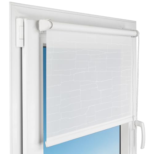 Deco4Me Seitenzugrollo Klemmfix ohne Bohren, mit Motiv (Design A2, 90 x 150 cm) - lichtdurchlässig & halbtransparent - Innenrollo für Fenster (Stoffbreite 86 cm) von Deco4Me