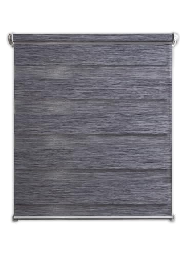 Doppelrollo 40x160cm anthrazit meliert Holzstruktur Klemmfix ohne Bohren Duorollo von Deco4Me