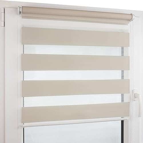 Deco4Me Doppelrollo Klemmfix ohne Bohren (45 x 160 cm, Beige) - Duo Rollo lichtdurchlässig - blickdichte Rollos für Fenster ohne Bohren - Klemmrollo, Fensterrollo, Innenrollo (Stoffbreite 41 cm) Deco4Me Doppelrollo Klemmfix ohne Bohren (45 x 160 cm, Beige) - Duo Rollo lichtdurchlässig - blickdichte Rollos für Fenster ohne Bohren - Klemmrollo, Fensterrollo, Innenrollo (Stoffbreite 41 cm) von Deco4Me