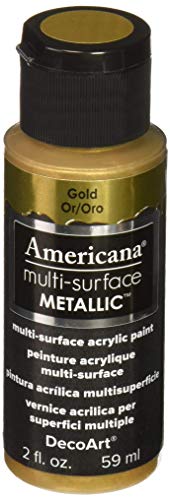 Deco Art Americana Flaschenfarbe für verschiedene Oberflächen, satiniert, metallisch, Acryl, Gold, 3 x 3 x 7 cm von DecoArt