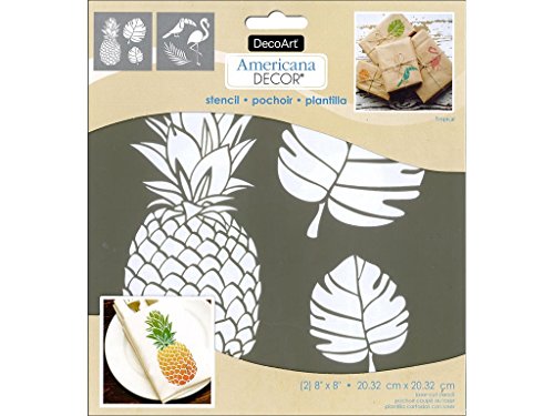 DecoArt DECADS-K.207 Dekor-Schablone 8x8 Tropical Americana Decor Schablone 8x8 Tropical von DecoArt