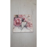 Vintage Dekor, Handgemachte Serviettenplatte Aus Holz, Rose Shabby Style, Geschenk Für Sie, Muttertagsgeschenk Rosen von DecoArtByMy