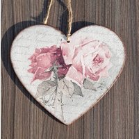Vintage Dekor/Handgemachte Decoupage Holz Herz Teller Rose Shabby Stil Geschenk Für Sie Muttertag Rosen von DecoArtByMy