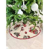Roter Tannenbaumrock, Gobelin, Weihnachten Deko, Weihnachtsdekoration, Neujahrsgeschenk, Neujahr Baumrock, Baumrock von DecoBelin