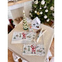 Servierleinen, Weihnachten Tischsets, Set Von 2 Stück, Weihnachtsgeschenk, Gobelin Leinen, Winter Serviette, Neujahr Haus Dekor von DecoBelin