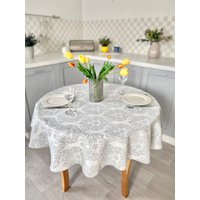 Vintage Florale Tischdecke, Hochzeitstischdecke, Wasserfeste Kreis Polyester Tischdecke von DecoBelin