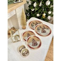 Weihnachtstasse Tischsets, Wandteppich Runde Serviette, Tasse Untersetzer, Set Von Tassen Weihnachtstisch Dekor, Neujahr von DecoBelin