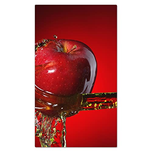 DecoCat Glas-Herdabdeckplatte Ceranfeld Kochfeldabdeckung Herdabdeckung Induktionsschutz Schneideplatte 30x52 cm Einteilig Apfel Wasserstrahl Rot von DecoCat