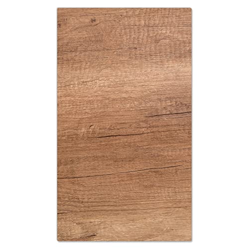 DecoCat Glas-Herdabdeckplatte Ceranfeld Kochfeldabdeckung Herdabdeckung Induktionsschutz Schneideplatte 30x52 cm Einteilig Holz-Optik Maserung Braun von DecoCat