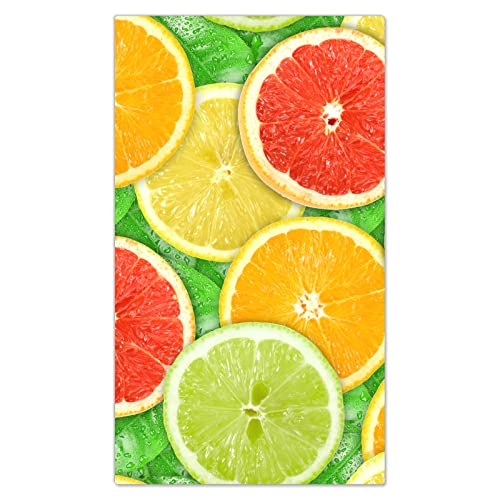 DecoCat Glas-Herdabdeckplatte Ceranfeld Kochfeldabdeckung Herdabdeckung Induktionsschutz Schneideplatte 30x52 cm Einteilig Orangen Limetten Gelb von DecoCat