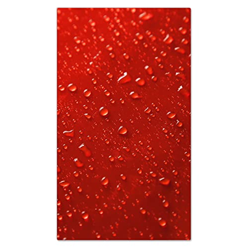 DecoCat Glas-Herdabdeckplatte Ceranfeld Kochfeldabdeckung Herdabdeckung Induktionsschutz Schneideplatte 30x52 cm Einteilig Tautropfen Wasser Rot von DecoCat