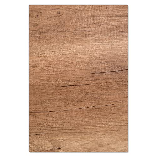 DecoCat Glas-Herdabdeckplatte Ceranfeld Kochfeldabdeckung Herdabdeckung Induktionsschutz Schneideplatte 35x52 cm Einteilig Holz-Optik Maserung Braun von DecoCat