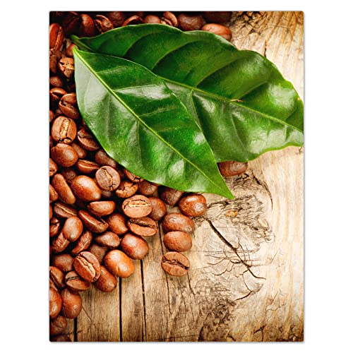 DecoCat Glas-Herdabdeckplatte Ceranfeld Kochfeldabdeckung Herdabdeckung Induktionsschutz Schneideplatte 40x52 cm Einteilig Kaffeebohnen Holz Braun von DecoCat