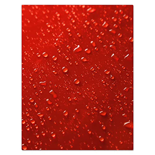 DecoCat Glas-Herdabdeckplatte Ceranfeld Kochfeldabdeckung Herdabdeckung Induktionsschutz Schneideplatte 40x52 cm Einteilig Tautropfen Wasser Rot von DecoCat