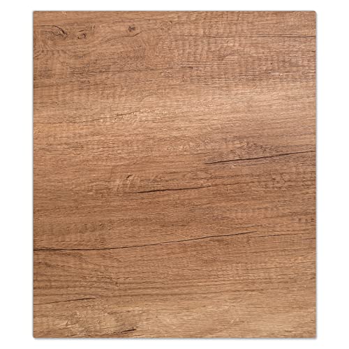 DecoCat Glas-Herdabdeckplatte Ceranfeld Kochfeldabdeckung Herdabdeckung Induktionsschutz Schneideplatte 45x52 cm Einteilig Holz-Optik Maserung Braun von DecoCat