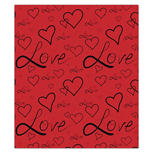 DecoCat Glas-Herdabdeckplatte Ceranfeld Kochfeldabdeckung Herdabdeckung Induktionsschutz Schneideplatte 45x52 cm Einteilig Liebe Love Herz Rot von DecoCat