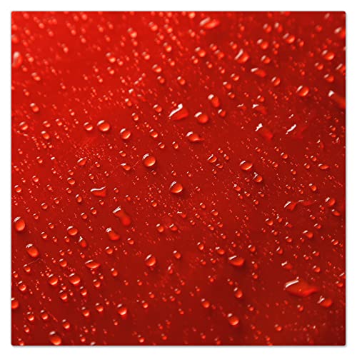 DecoCat Glas-Herdabdeckplatte Ceranfeld Kochfeldabdeckung Herdabdeckung Induktionsschutz Schneideplatte 50x50 cm Einteilig Tautropfen Wasser Rot von DecoCat