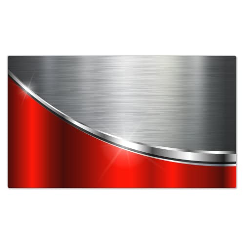 DecoCat Herdabdeckplatte Ceranfeld 90x52 cm Einteilig Metalloptik Stahlwelle Rot Schneideplatte Glas Kochfeldabdeckung Herdabdeckung Induktionsschutz von DecoCat