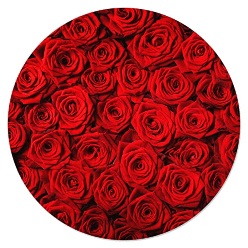 DecoCat Herdabdeckplatte Ceranfeld ⌀40 cm Einteilig Rosenstrauß Blume Rot Schneideplatte Glas Kochfeldabdeckung Herdabdeckung Induktionsschutz von DecoCat