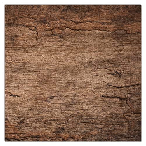 DecoCat Herdabdeckplatte Ceranfeld 40x40 cm Einteilig Altes Holzbrett Braun (00490) Schneideplatte Glas Kochfeldabdeckung Herdabdeckung Induktionsschutz von DecoCat