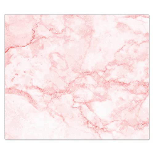 DecoCat Herdabdeckplatte Ceranfeld 60x52 cm Einteilig Marmor Naturstein-Optik Rosa (02502) Schneideplatte Glas Kochfeldabdeckung Herdabdeckung Induktionsschutz von DecoCat