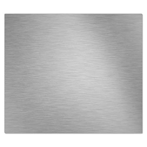 DecoCat Herdabdeckplatte Ceranfeld 60x52 cm Einteilig Stahl-Optik gebürstet Grau (00370) Schneideplatte Glas Kochfeldabdeckung Herdabdeckung Induktionsschutz von DecoCat