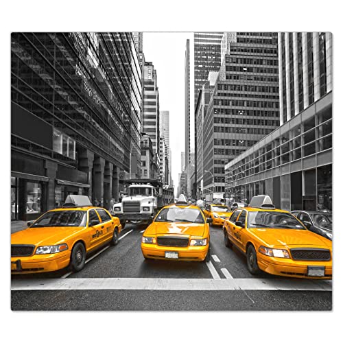 DecoCat Herdabdeckplatte Ceranfeld 60x52 cm Einteilig Taxi New York Gelb (03204) Schneideplatte Glas Kochfeldabdeckung Herdabdeckung Induktionsschutz von DecoCat